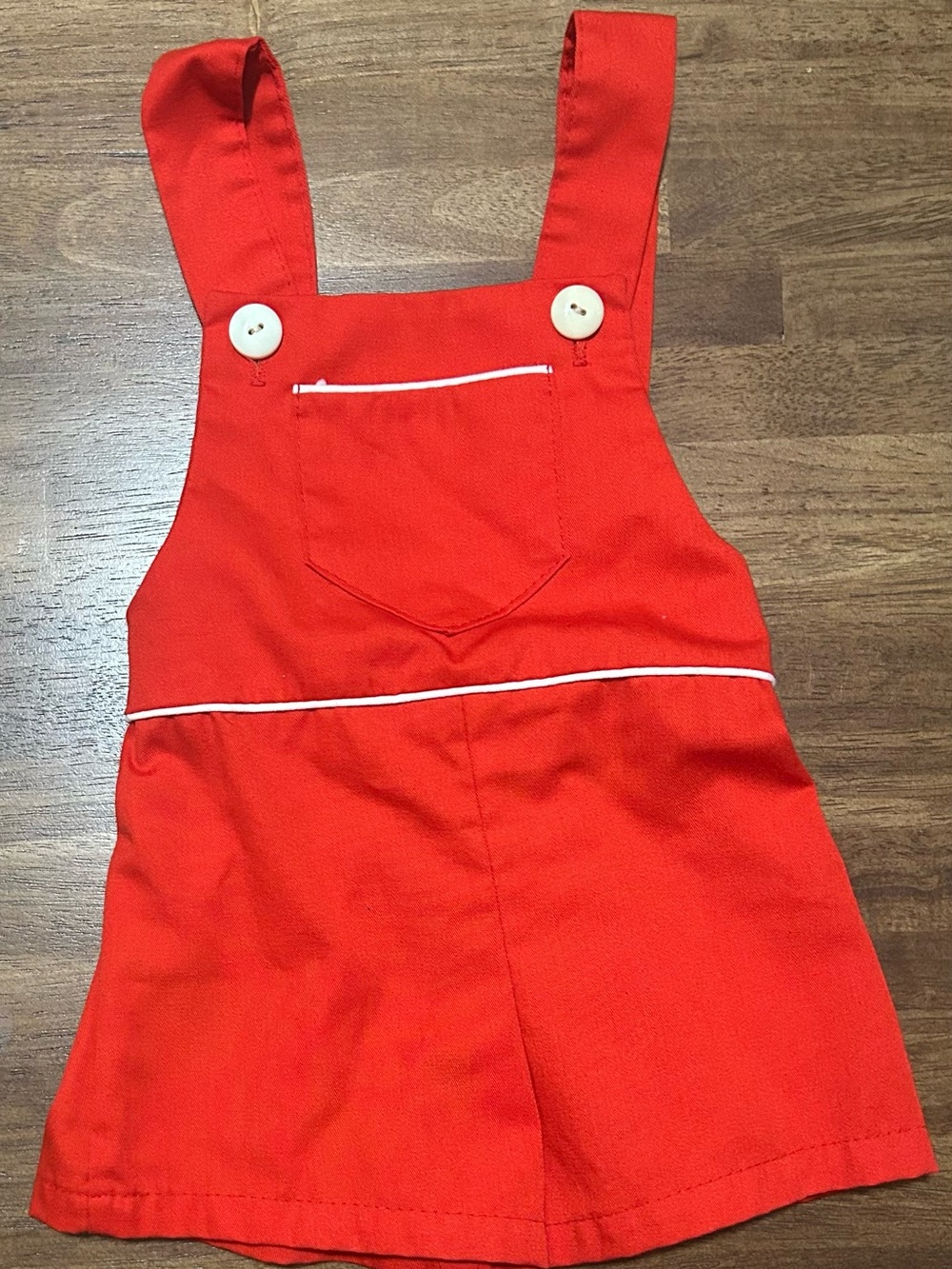 VINTAGE Red Overall Shorts with White Trim
